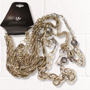 Lane Bryant Padlock and Key Faded Gold Necklace